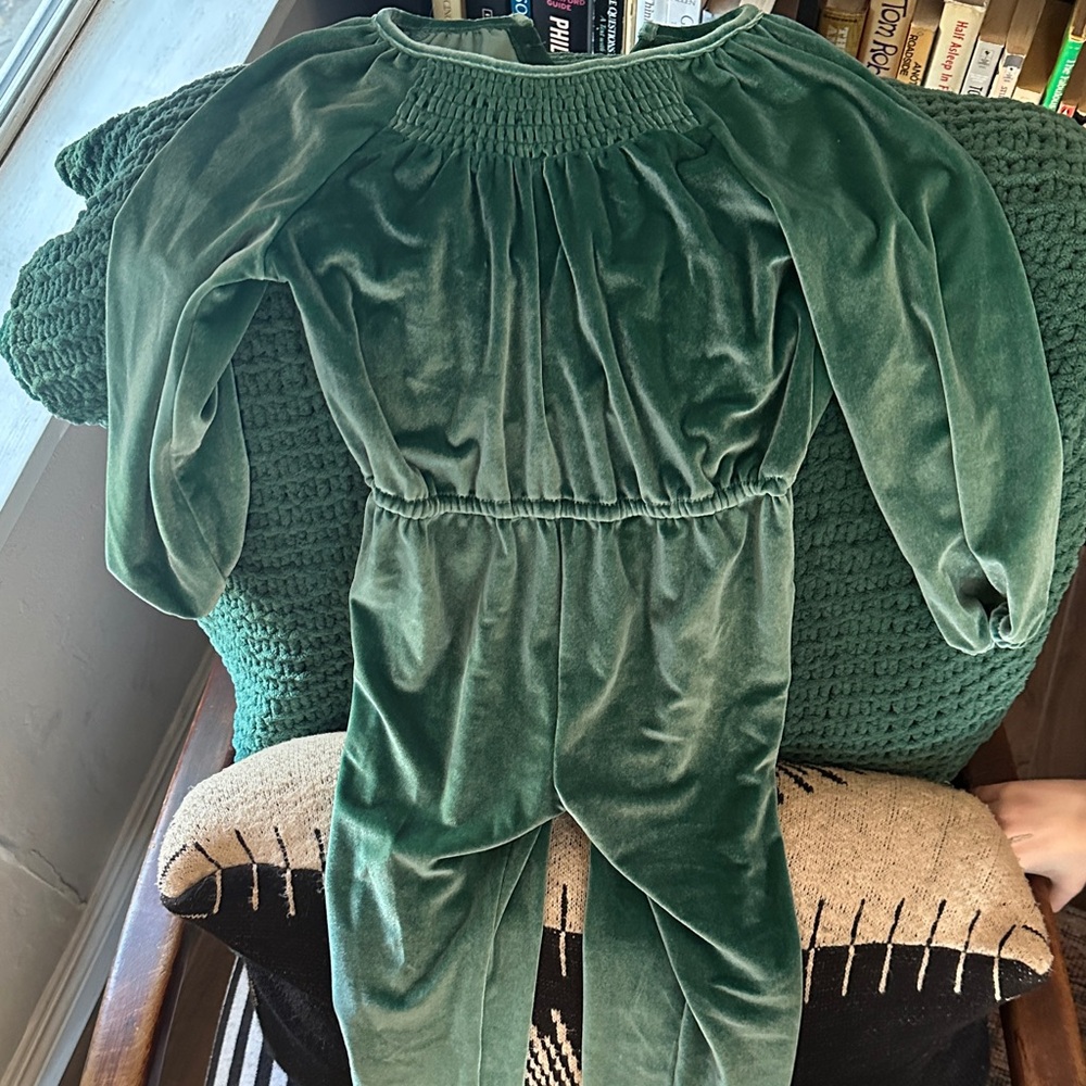 Old Navy Forest Green Velvet Jumpsuit